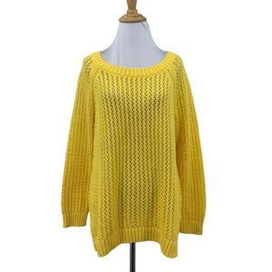 Talbots Open Stitch Raglan Sweater Womens 1XP Plus Petite Sunrise Long Sleeves